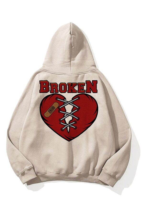 Unisex Broken Sweatshirt Hoodie Stone