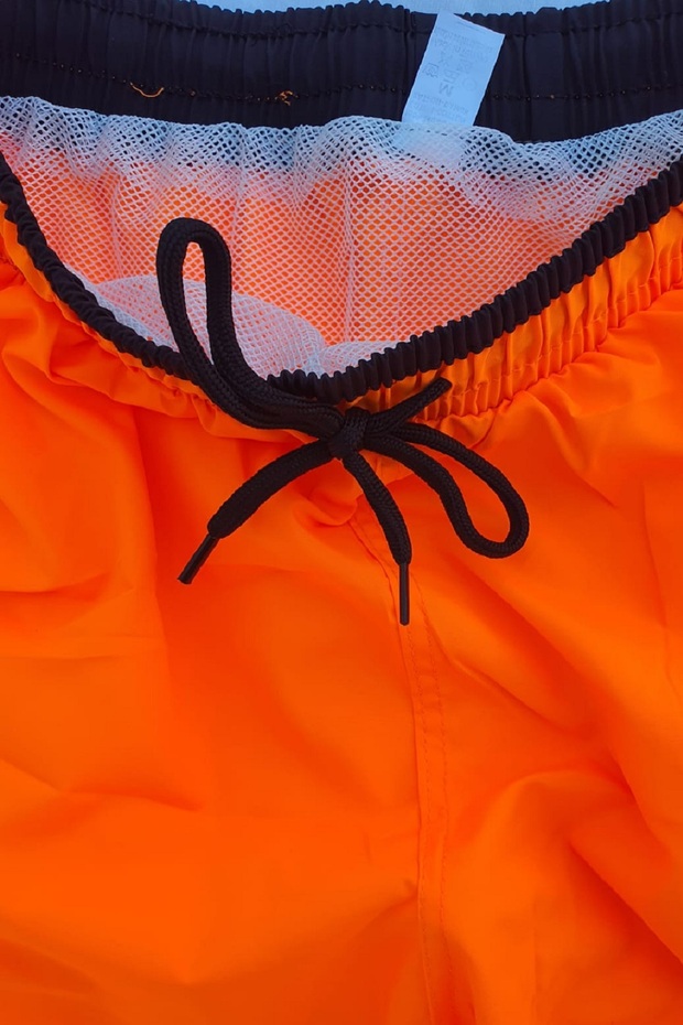 Swim Shorts - 2 Pockets, Mesh Inside, Elastic Waist and Lacing Cord - 3