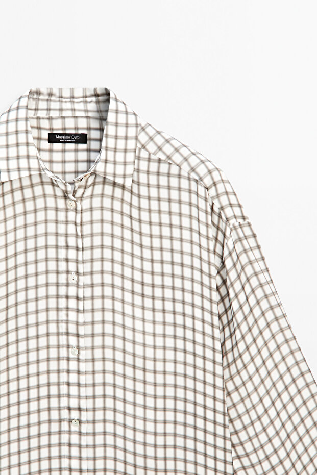 Dökümlü kareli gömlek - 7