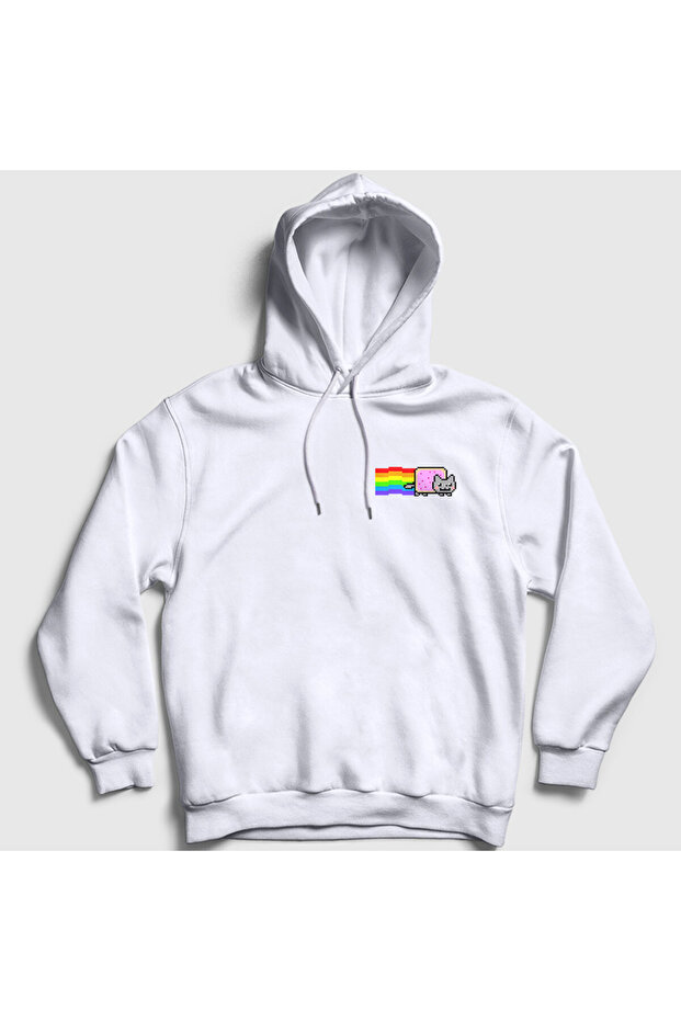 Unisex White Cat Door Sweatshirt Nyan Cat Meme 460790 Tt Model