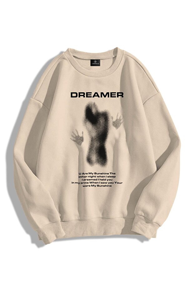 Unisex Dreamer Crew Neck Sweatshirt Hoodie Stone