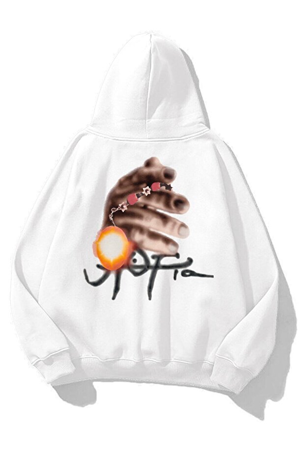 سويت شيرت بقلنسوة للجنسين من Utopia Light Travis Scott باللون الأبيض