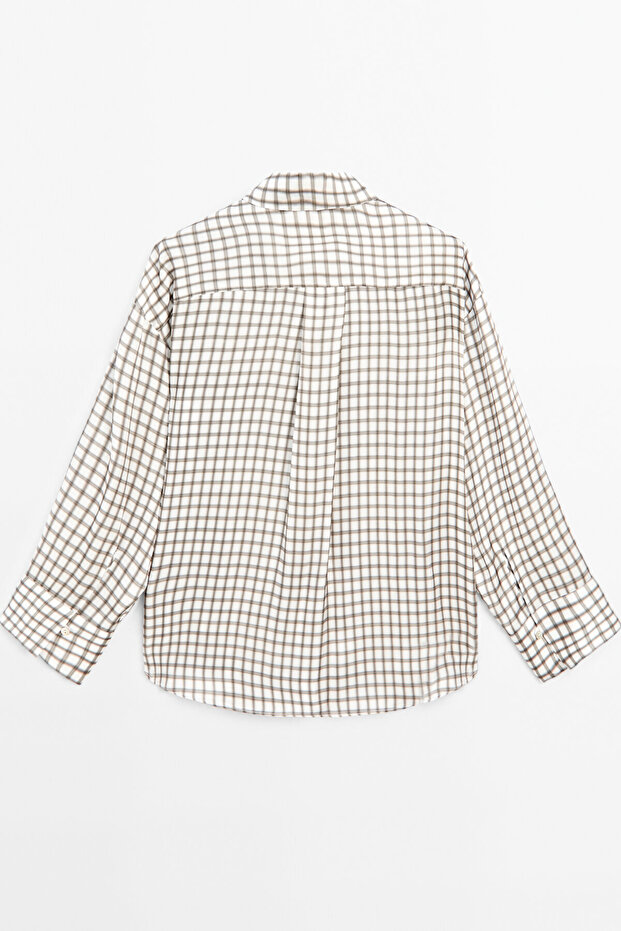 Dökümlü kareli gömlek - 8