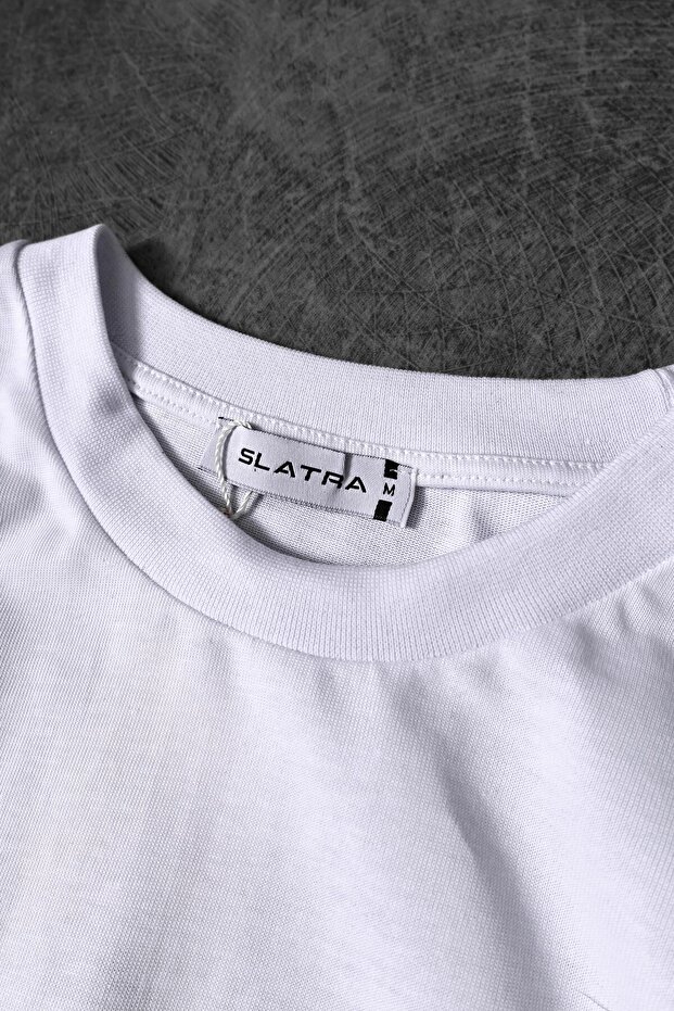 Erkek Beyaz Basic Oversize Tshirt - 3