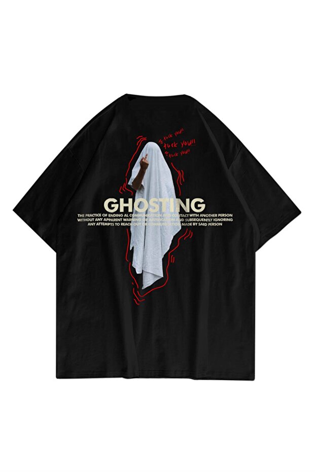 Unisex Siyah Ghosting Tshirt - 1