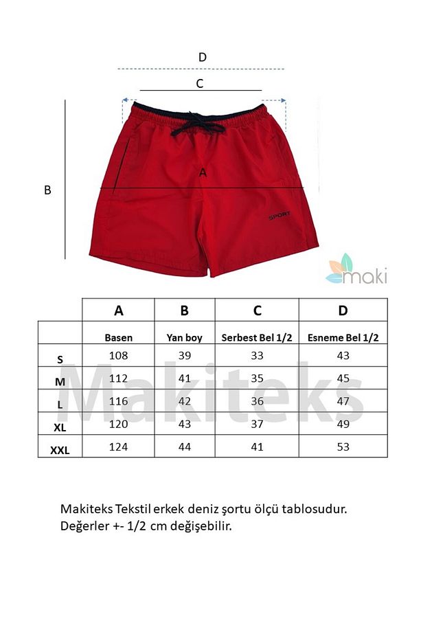 2 adet Deniz Şortu Mayo - 2 cepli içi Fileli , bel lastik ve bağlama ipli - 4