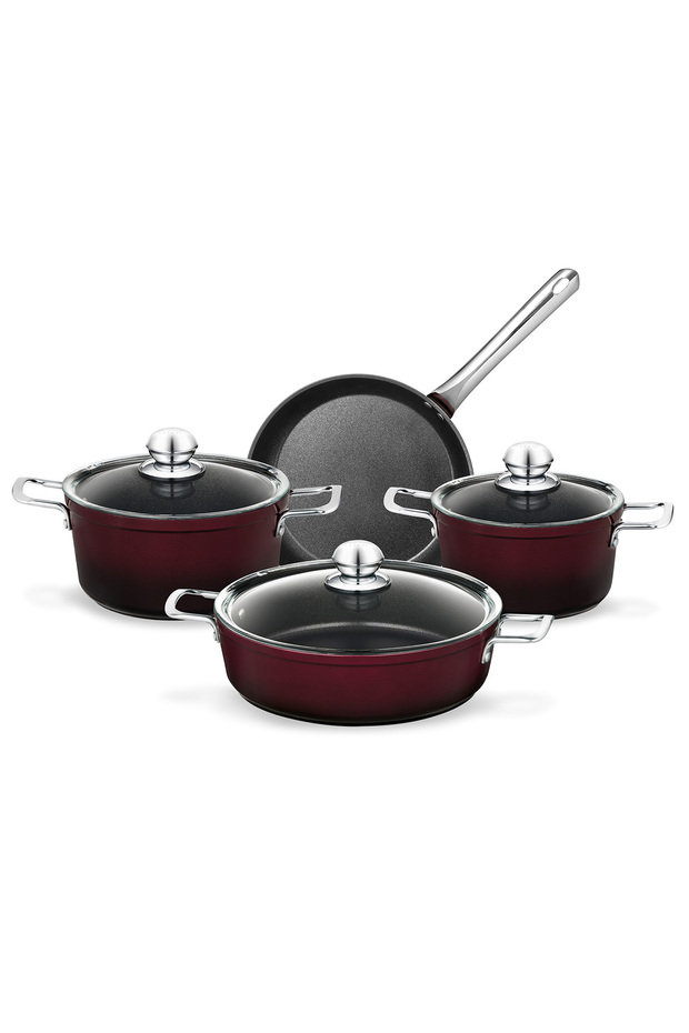 Titanium Professional Tencere Seti 7 Parça - Bordo - 5