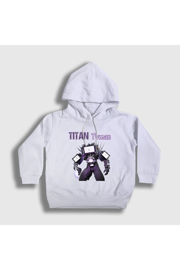 Unisex Kids White Titan Tvman Skibidi Toilet Hooded Sweatshirt 482787Tt