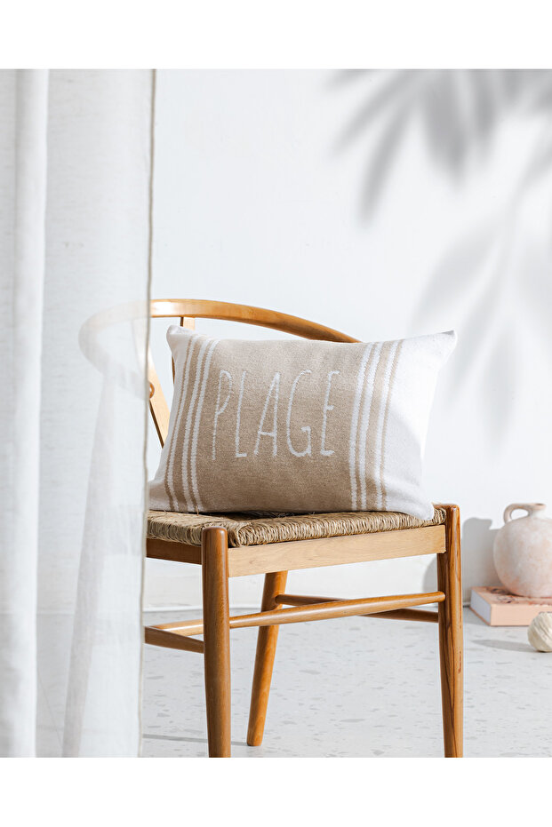 Plage Throw Pillow Cover - Beige - 33X50 cm