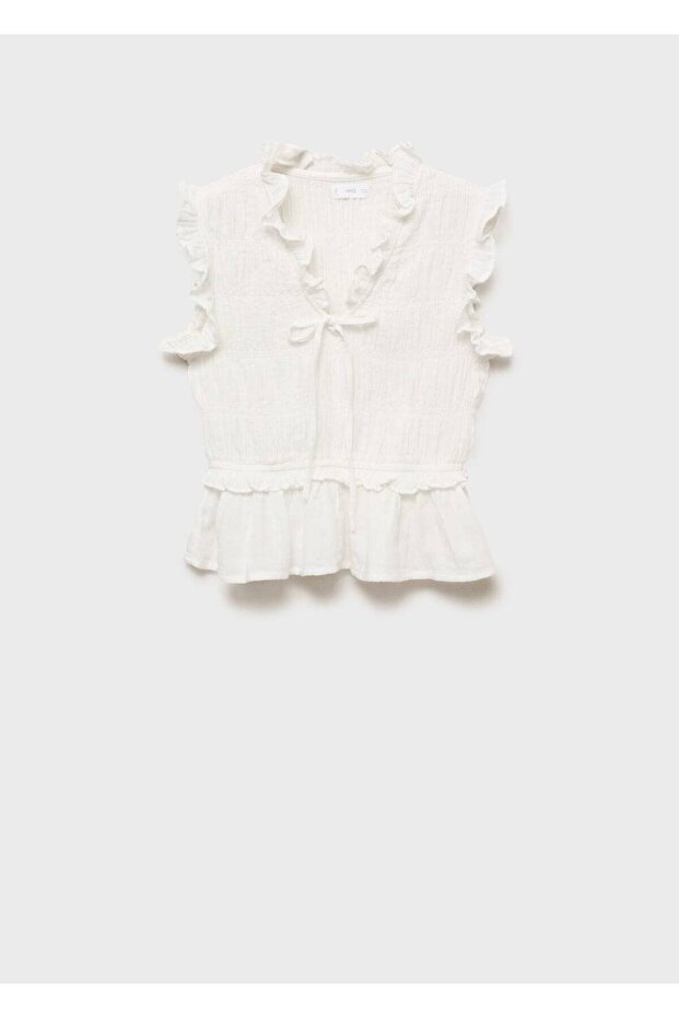 Flounced Drawstring Blouse - 3