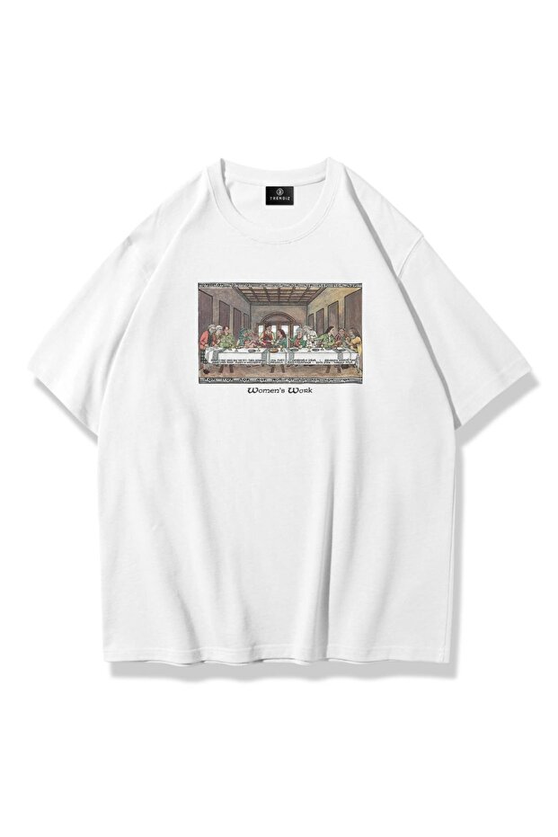 تيشيرت عمل نسائي للجنسين من Last Supper باللون الأبيض