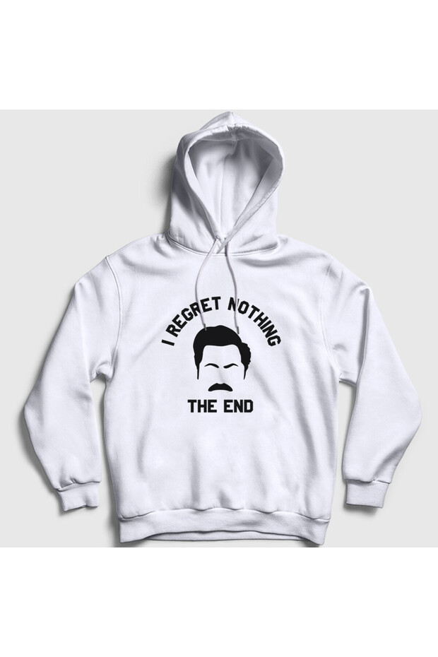 Unisex White Regret Ron Swanson Parks and Recreation Hooded Sweatshirt 492870Tt