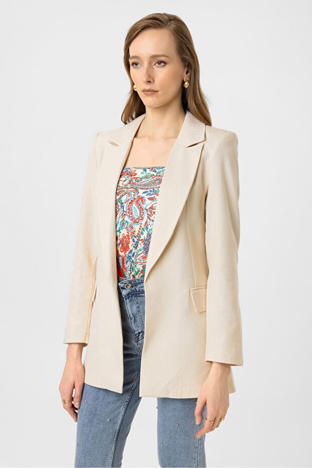 Bella Keten Ceket Bej - 3