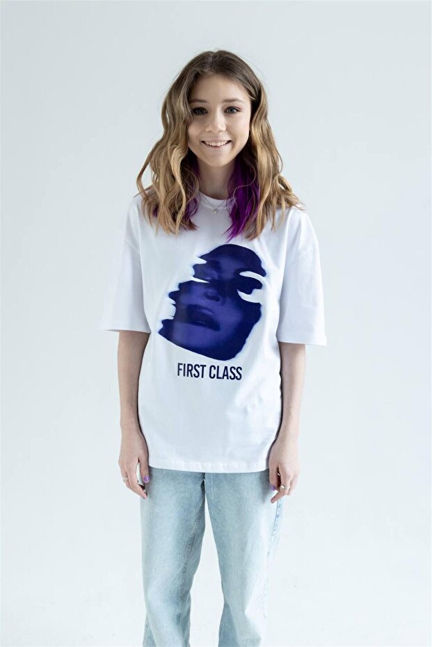 Unisex First Class Beyaz Tshirt - 3