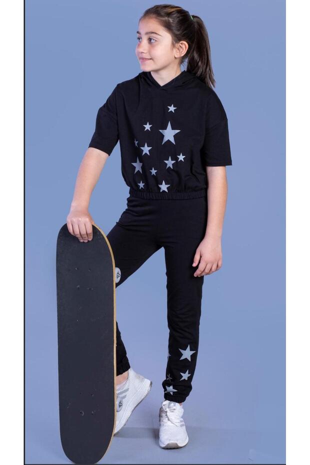 Girl's Reflective Star Printed Tracksuit