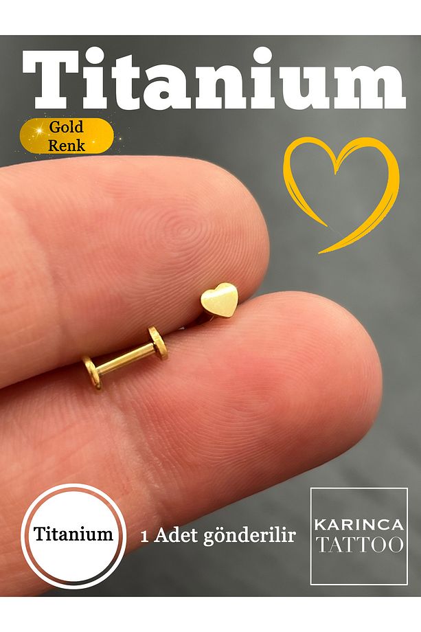 %100 Titanyum Piercing Küçük Kalp Forward Helix Kulak Labret Flat Conch Burun Tragus Piercing Küpe - 2