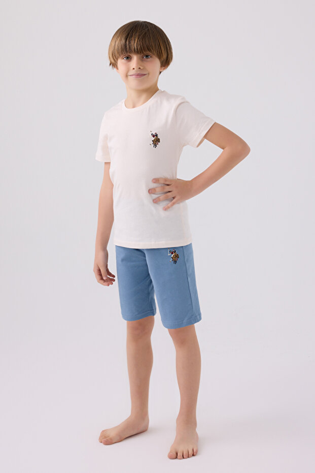 Boys White/Blue Bermuda Set