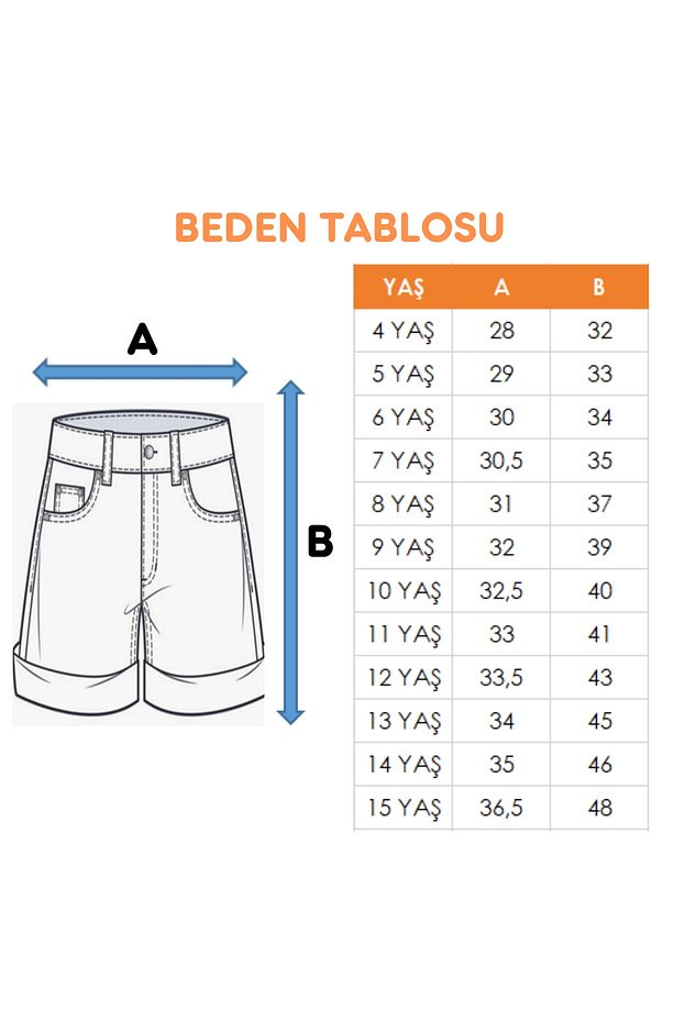 Kız Çocuk Pileli Kot Şort Etek - 5