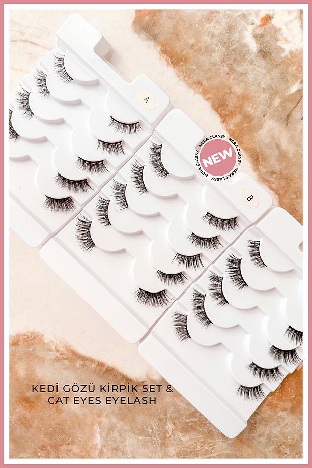 15 Farklı Model Köşelere Takılan (Yarım) Takma Kirpik + Eyeliner (KEDİ GÖZÜ&CAT EYES EYELASH) - 4