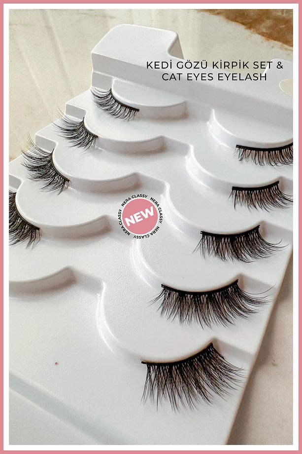 5 Farklı Model Köşelere Takılan (Yarım) Takma Kirpik + Eyeliner (KEDİ GÖZÜ&CAT EYES EYELASH) - 2