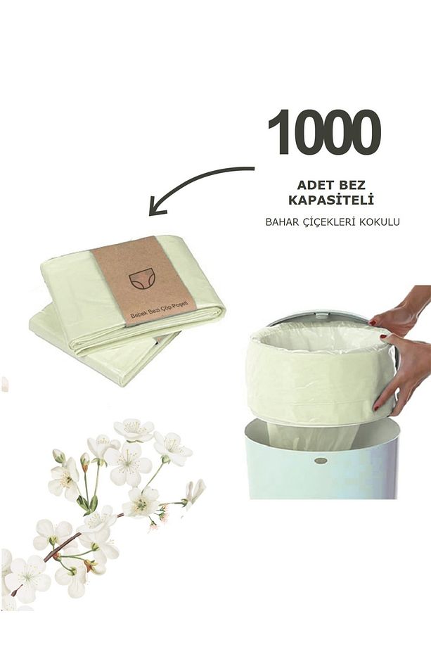 16 Lt Çöp Kutuları Ile Uyumlu 1000 Bebek Bezi Kapasiteli Bahar Çiçekleri Kokulu Yerli Çöp Poşeti - 1
