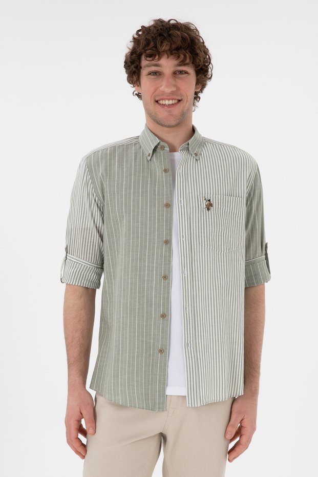 Men's Dark Khaki Long Sleeve Shirt 50299594 -Vr111