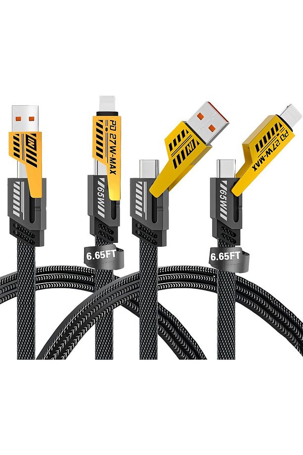 4in1 ultra kaliteli 65w/27w (İphone 8-10-12-13-14-15-16/Android/tablet/Notebook)Uyumlu Şarj Kablosu - 3