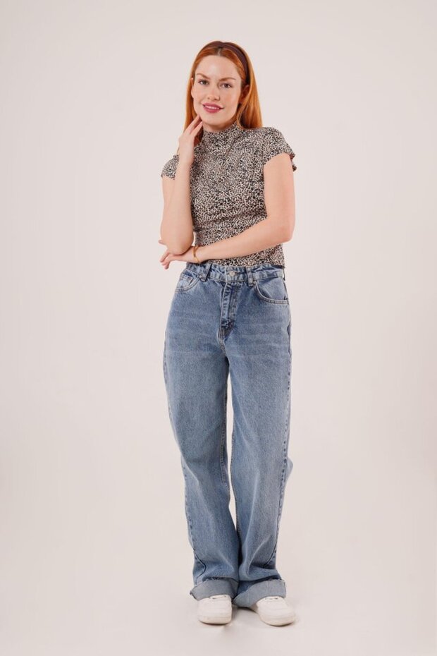 Leopard Pattern Short Sleeve Basic T-Shirt - 4