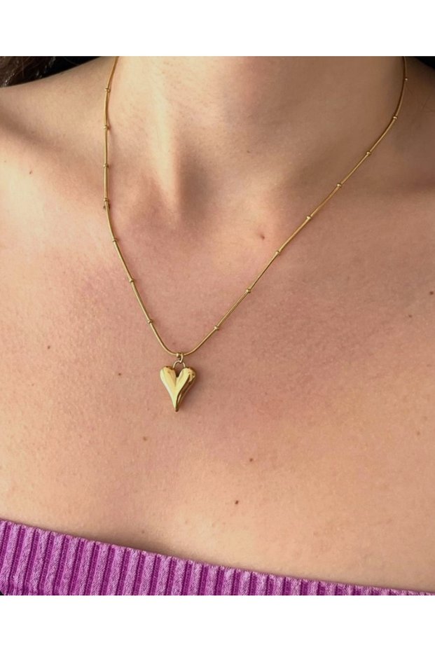 Asia by Leuvoie Steel Dorica Chain Heart Necklace