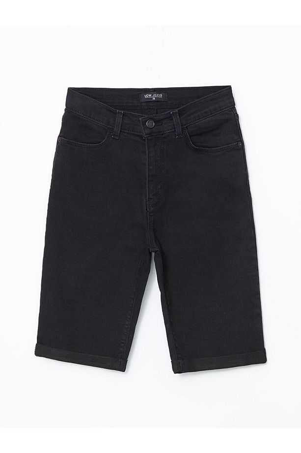LCW Jeans Siyah Dar Fit Kadın Jean Şort - 1