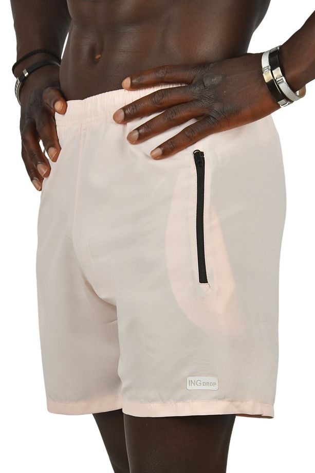 Erkek Pudra Hızlı Kuruyan Micro Polyester File Astarlı Cep Fermuarlı Kısa Deniz Şortu 2403008 - 3