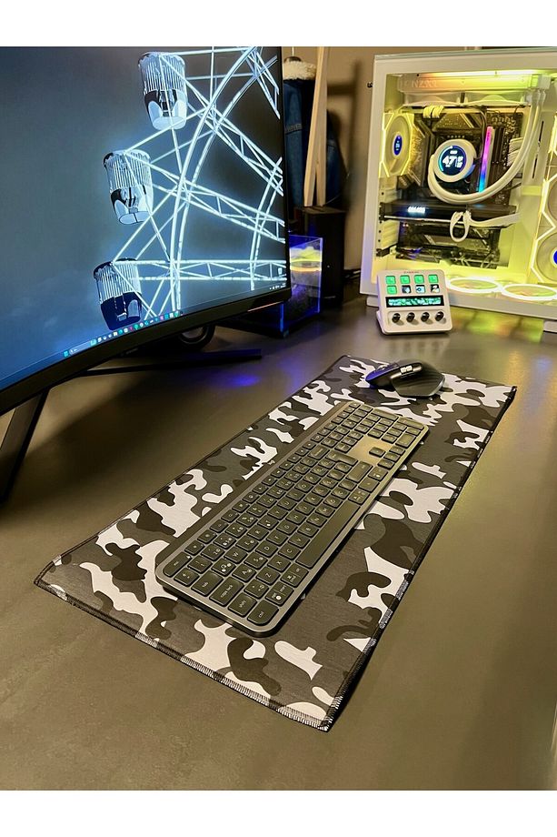 70 x 30 cm Desenli Dikişli Kaydırmaz Taban Speed Hızlı Yüzey Mousepad Masa Matı - 1