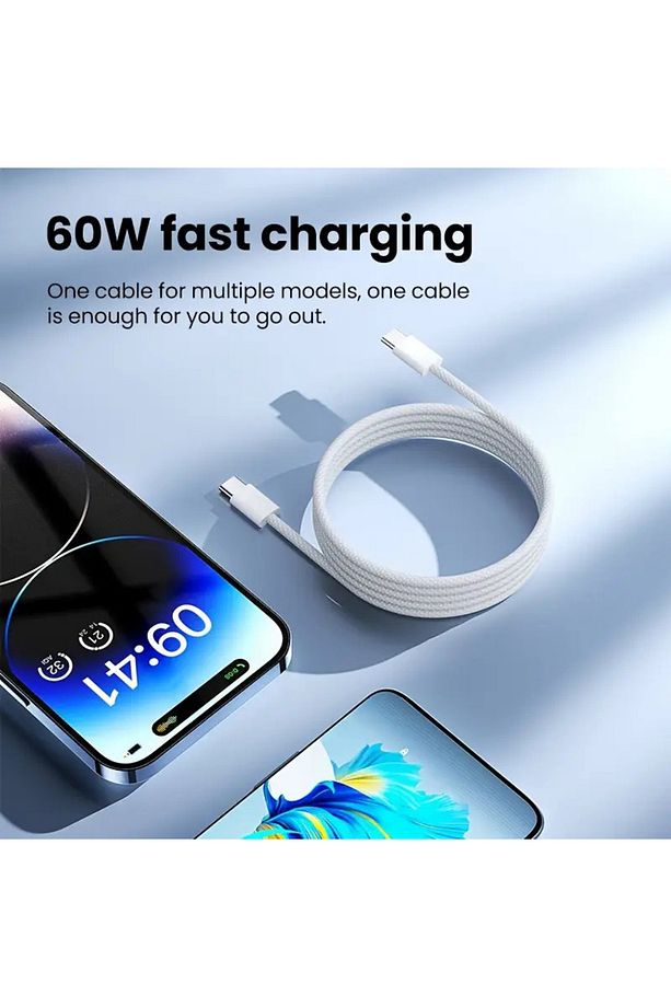 Iphone 15 /Pro/Promax/Plus/ 16 /Pro/Promax/Plus Ve IPAD Uyumlu 60w Hızlı Şarj Kablosu 1 mt USB-C - 3