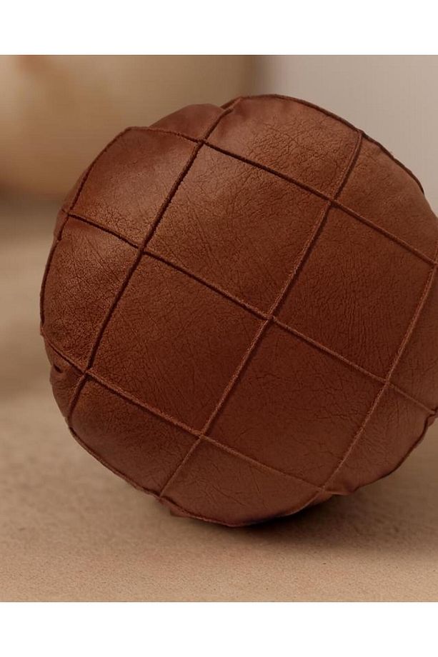 Yuvarlak Turuncu Nubuk Baklava Desenli Kırlent - 1
