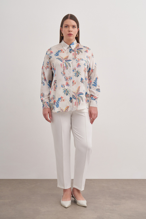 Ekru Desenli Gömlek - 3