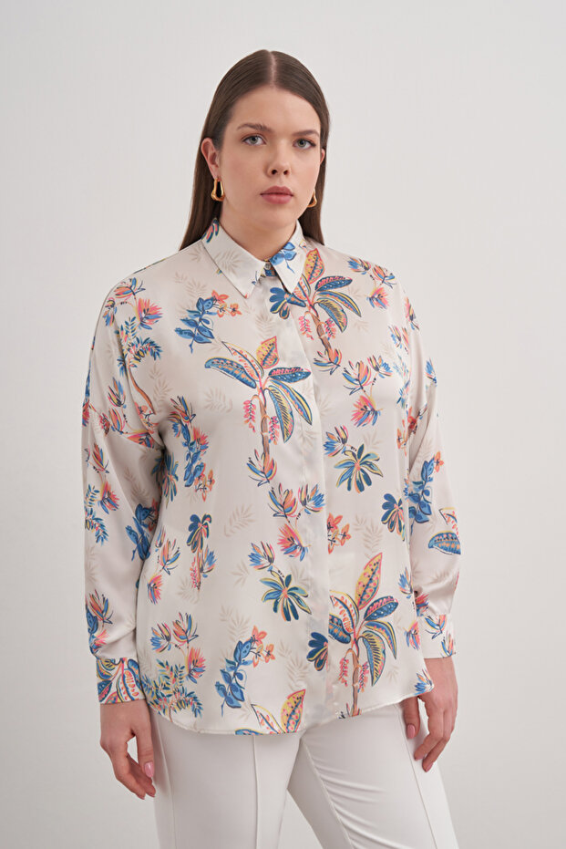 Ekru Desenli Gömlek - 4