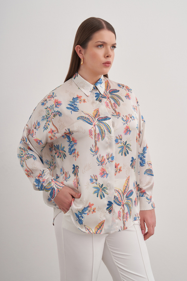 Ekru Desenli Gömlek - 2