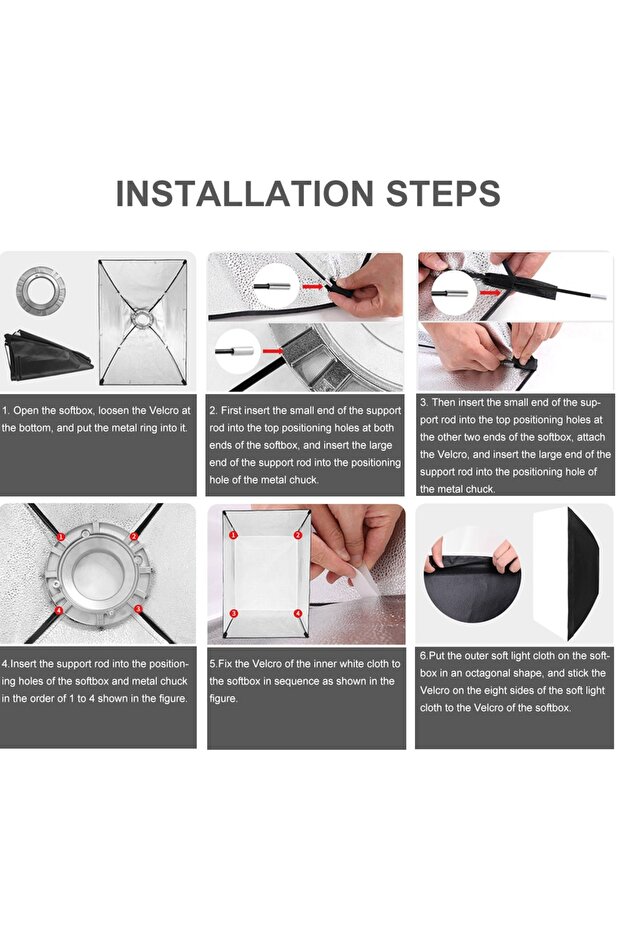 Rectangular Softbox, 60x90cm Quick-Setup with Diffusers for Bowens Mount Video Lights - 6