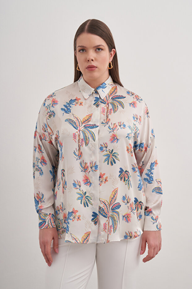 Ekru Desenli Gömlek - 5