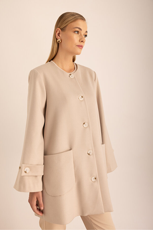 Atkı Detaylı Rahat Form Kap - 5