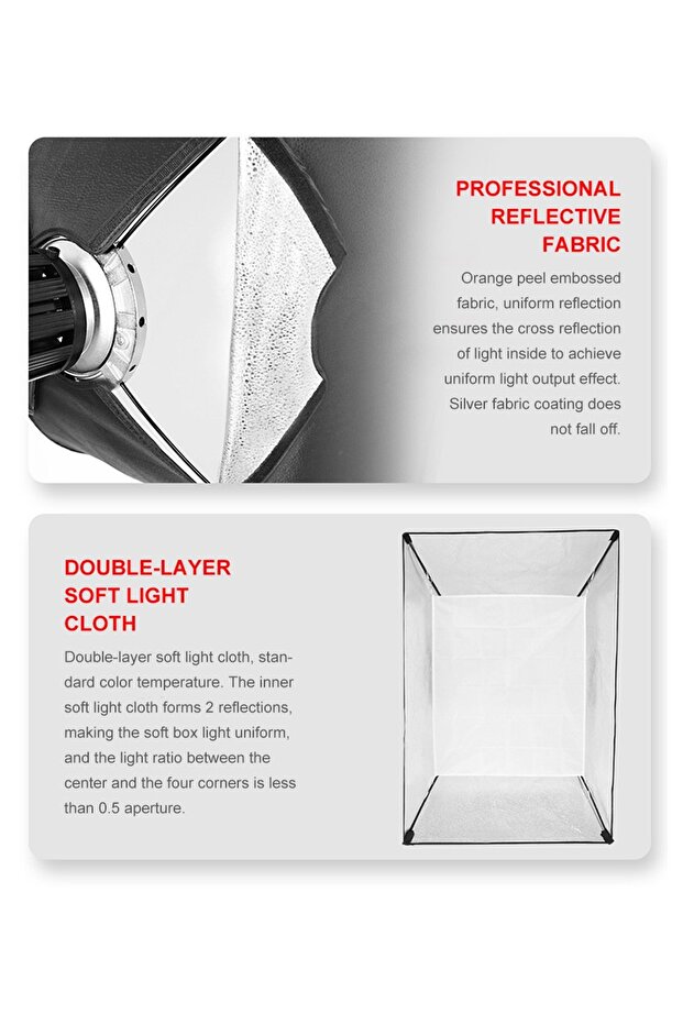 Rectangular Softbox, 60x90cm Quick-Setup with Diffusers for Bowens Mount Video Lights - 4