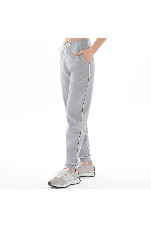 Women's Gray Side Stripe Sweatpants (with Large Size Option)