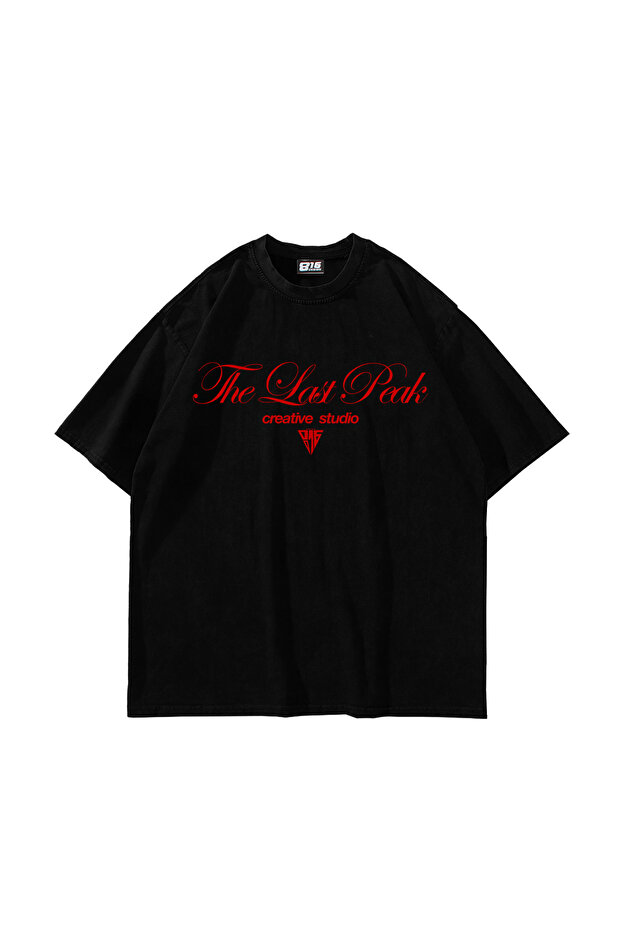 The Last Peak Printed Black Oversize Unisex T-Shirt
