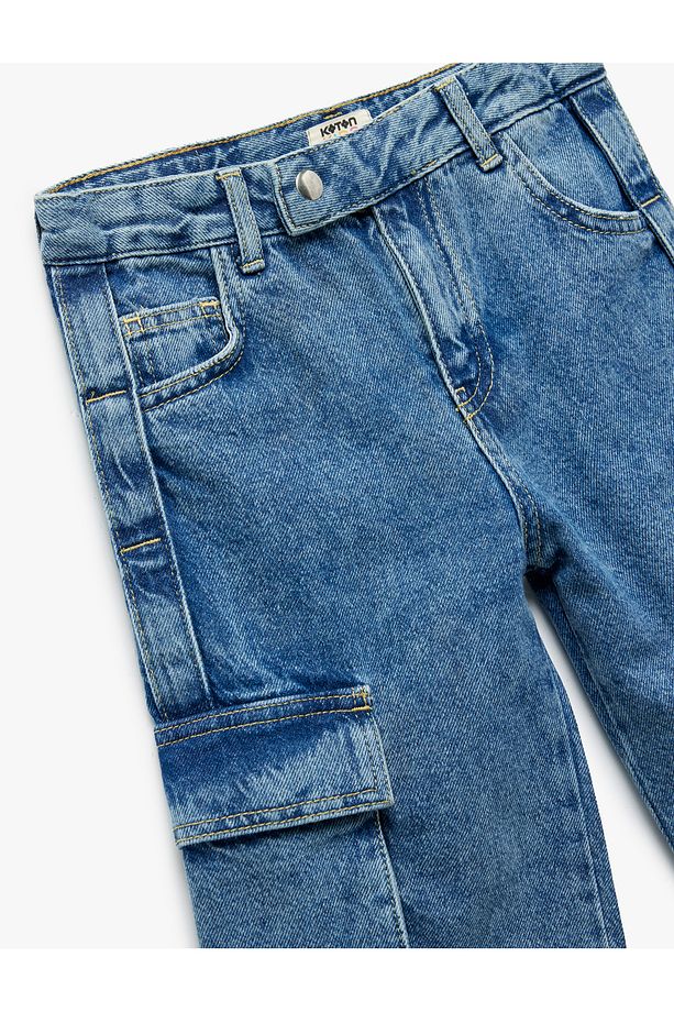 Pamuklu Kapaklı Cep Detaylı Denim Şort - 3