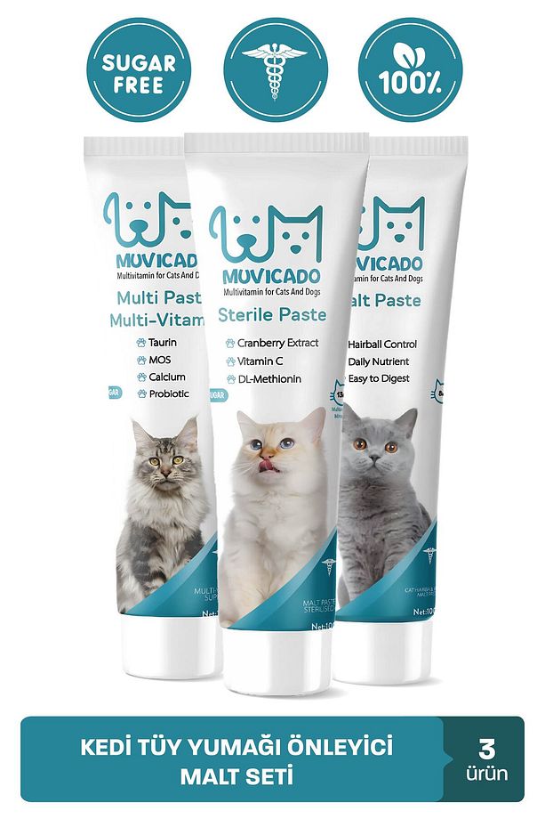 Kedi Tüy Yumağı Önlemeyi Destekleyen Malt Macun - Şekersiz ve Veteriner Onaylı Kedi Malt Seti - 1