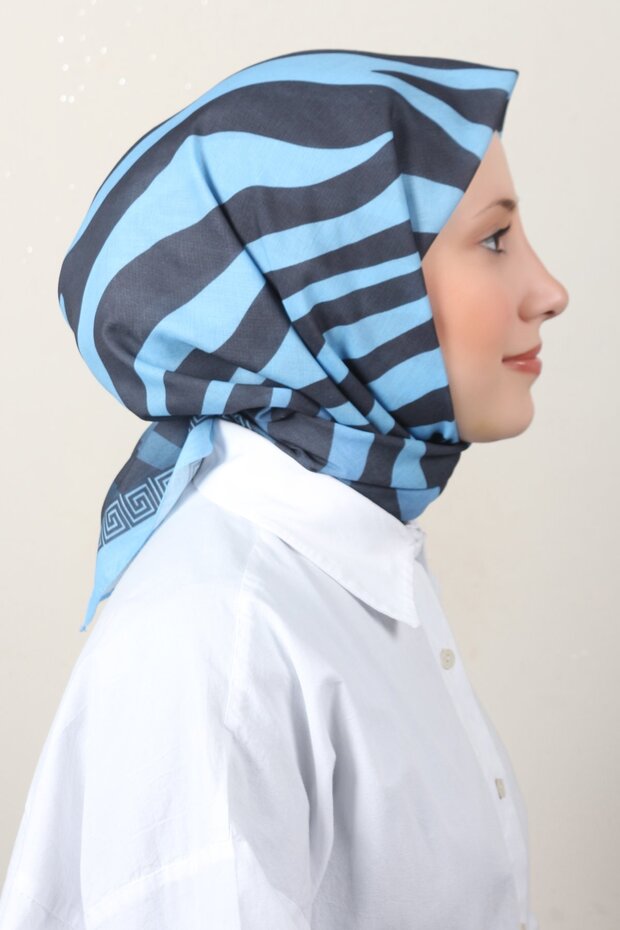 Lux Soft Pamuklu Eşarp 4040-212 Açık Mavi - 1