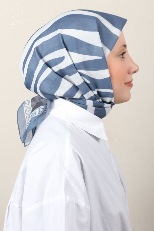 Lux Soft Pamuklu Eşarp 4040-210 İndigo - 1