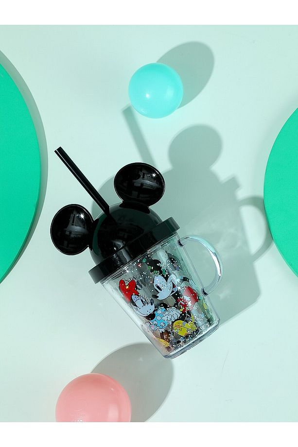 Mickey Mouse Serisi Kapaklı Ve Pipetli Şeffaf Bardak - 4