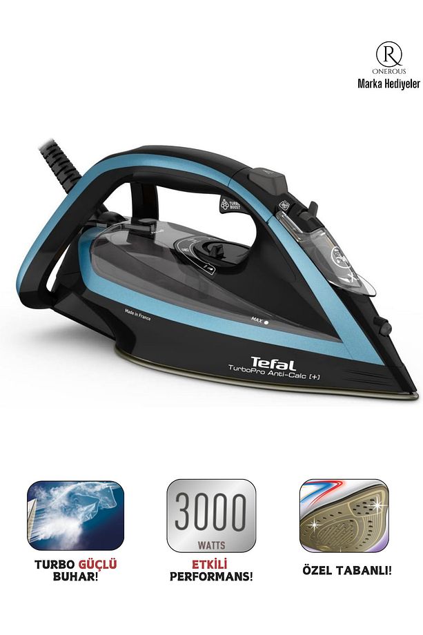 Turbo Pro Kireç Avcısı Anti-calc 3000 Watt Buharlı Ütü - Özel Taban -güçlü Performans - 1