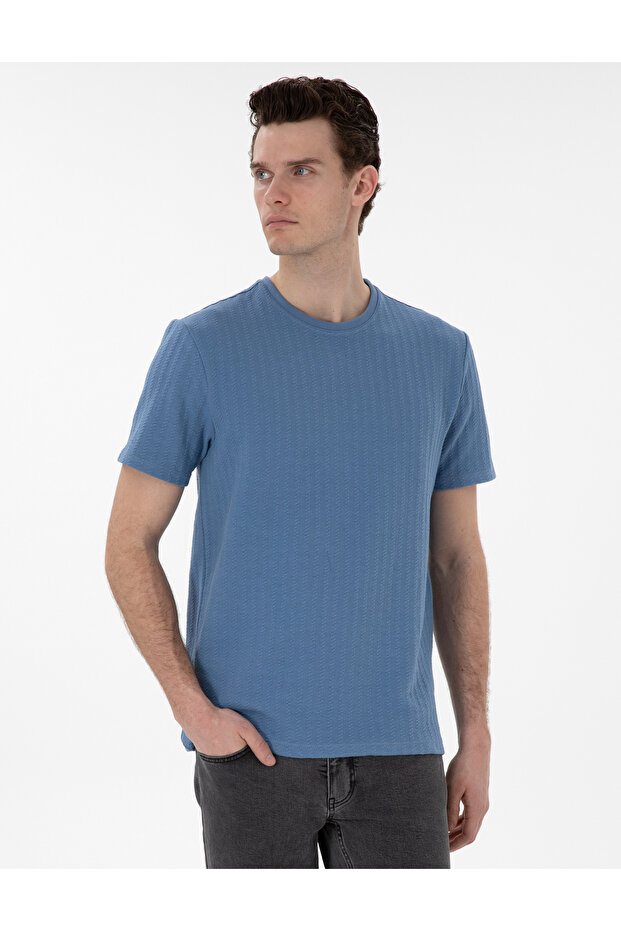 Blue Regular Fit Crew Neck T-Shirt 50302581-Vr036